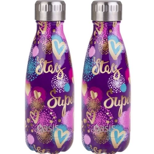2 x Insulated Drink Bottle Stainless Steel Double Wall Thermo 350ml - Super Star