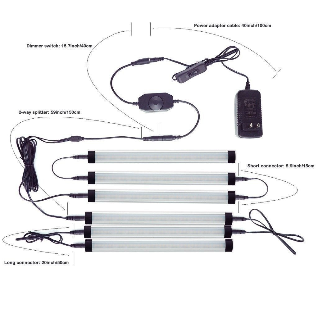 Dimmable LED Under Cabinet Lighting Under Counter LED Light Bar Linkable Kit with Rocker Switch Kitchen,Showcase,Shelf Lighting(6 Panel Kits Warmwhite)