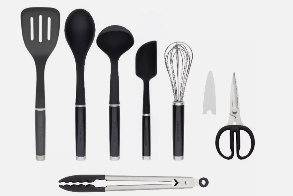 KitchenAid 7-Piece Tool & Gadget Set – Black – Heat Resistant & Dishwasher Safe