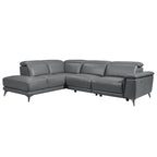 Valencia Pista Leather Reclining Sectional Lounge Left Chaise Grey