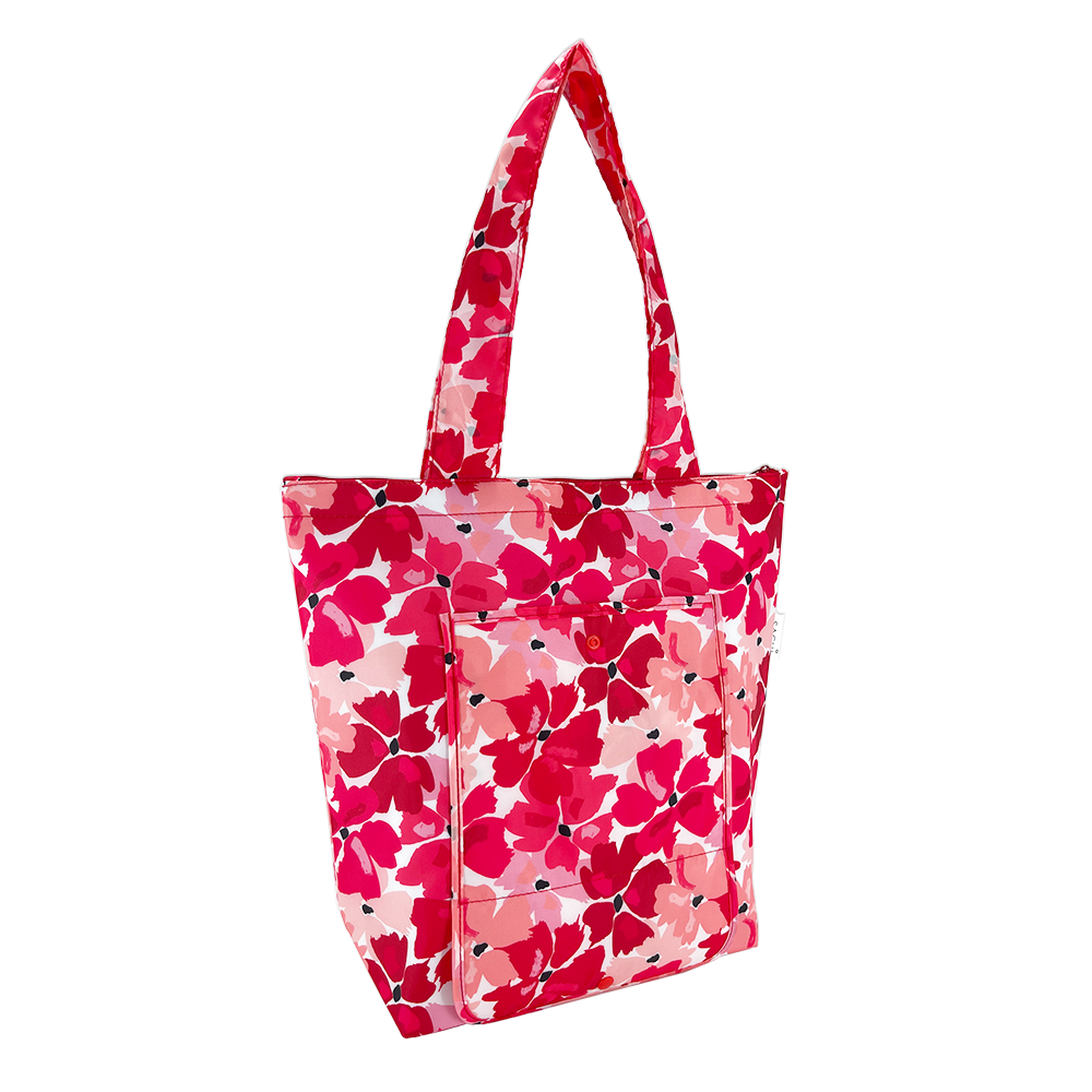 2x Sachi Insulated Market Tote – Eco-Friendly & Durable Red Poppies Print