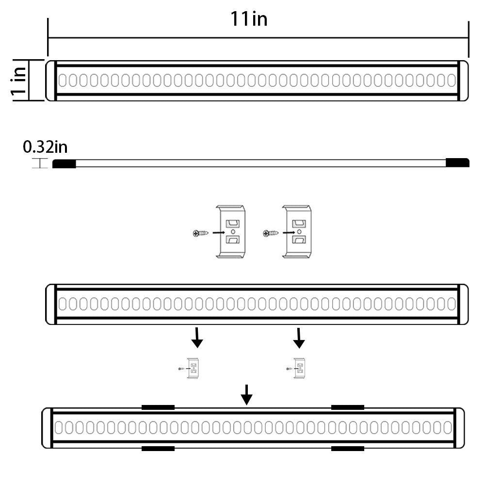 Dimmable LED Under Cabinet Lighting Under Counter LED Light Bar Linkable Kit with Rocker Switch Kitchen,Showcase,Shelf Lighting(6 Panel Kits Warmwhite)