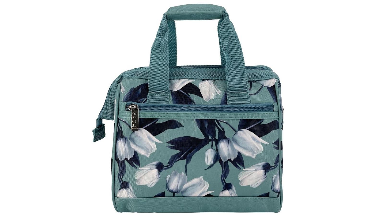Sachi Insulated Lunch Bag - White Tulips Design, Portable & Stylish
