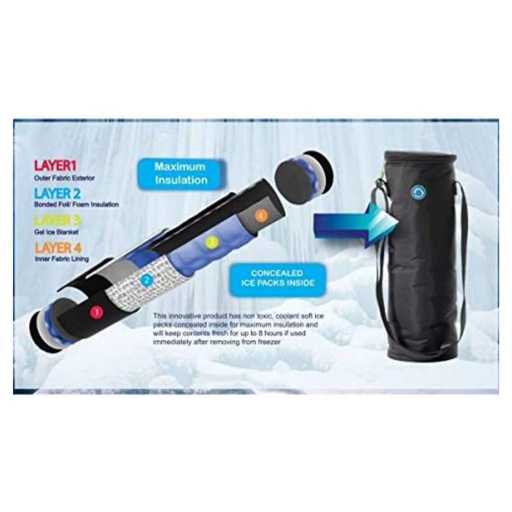 Freezable Insulated Wine Bottle Cooler Bag Black