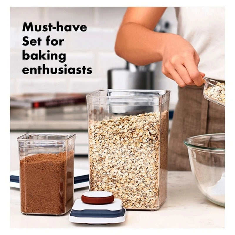 OXO POP 8-Piece Baking Essentials Set - White Airtight Food Storage Containers