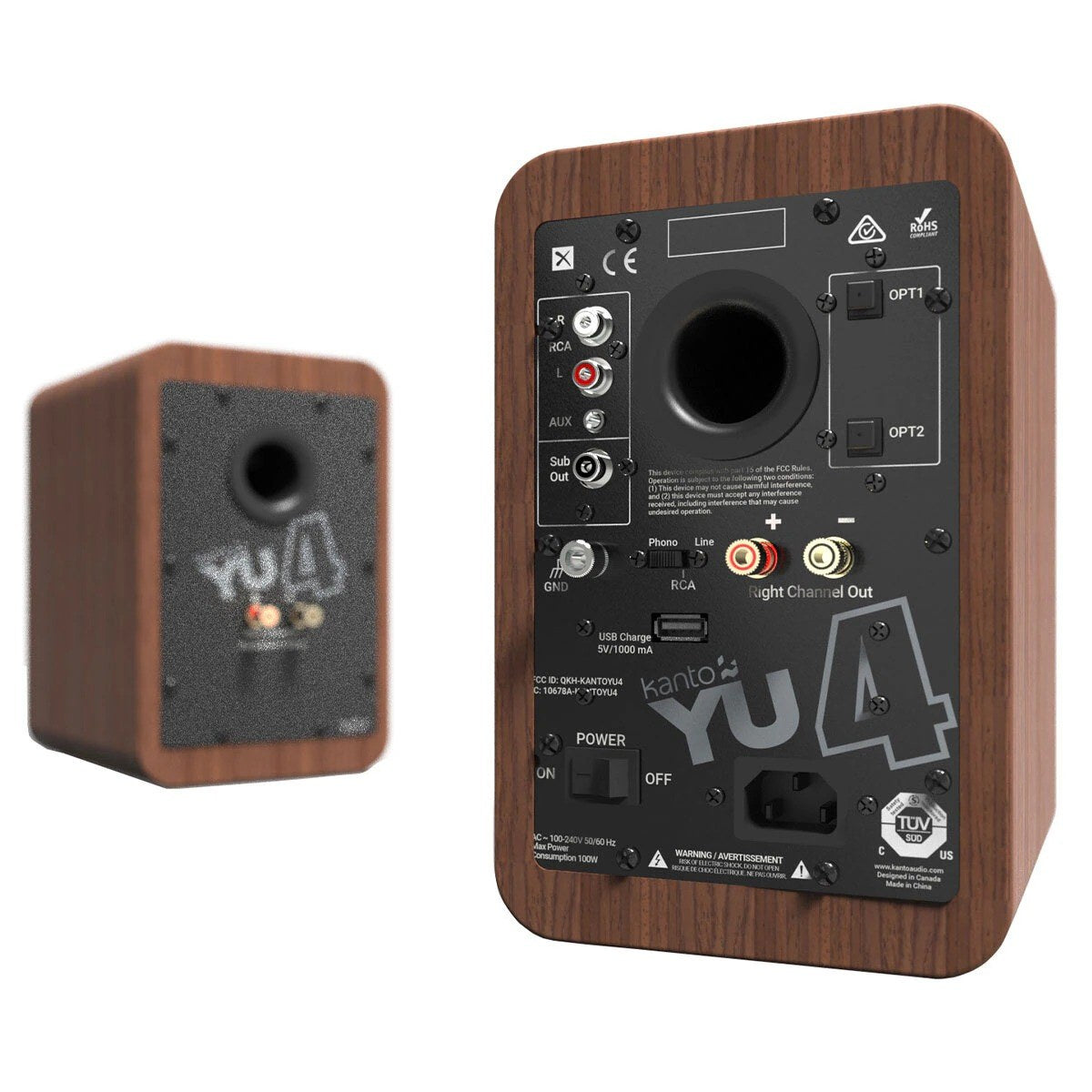 Kanto YU4 140W Powered Bookshelf Speakers Walnut KO-YU4WALNUT-I