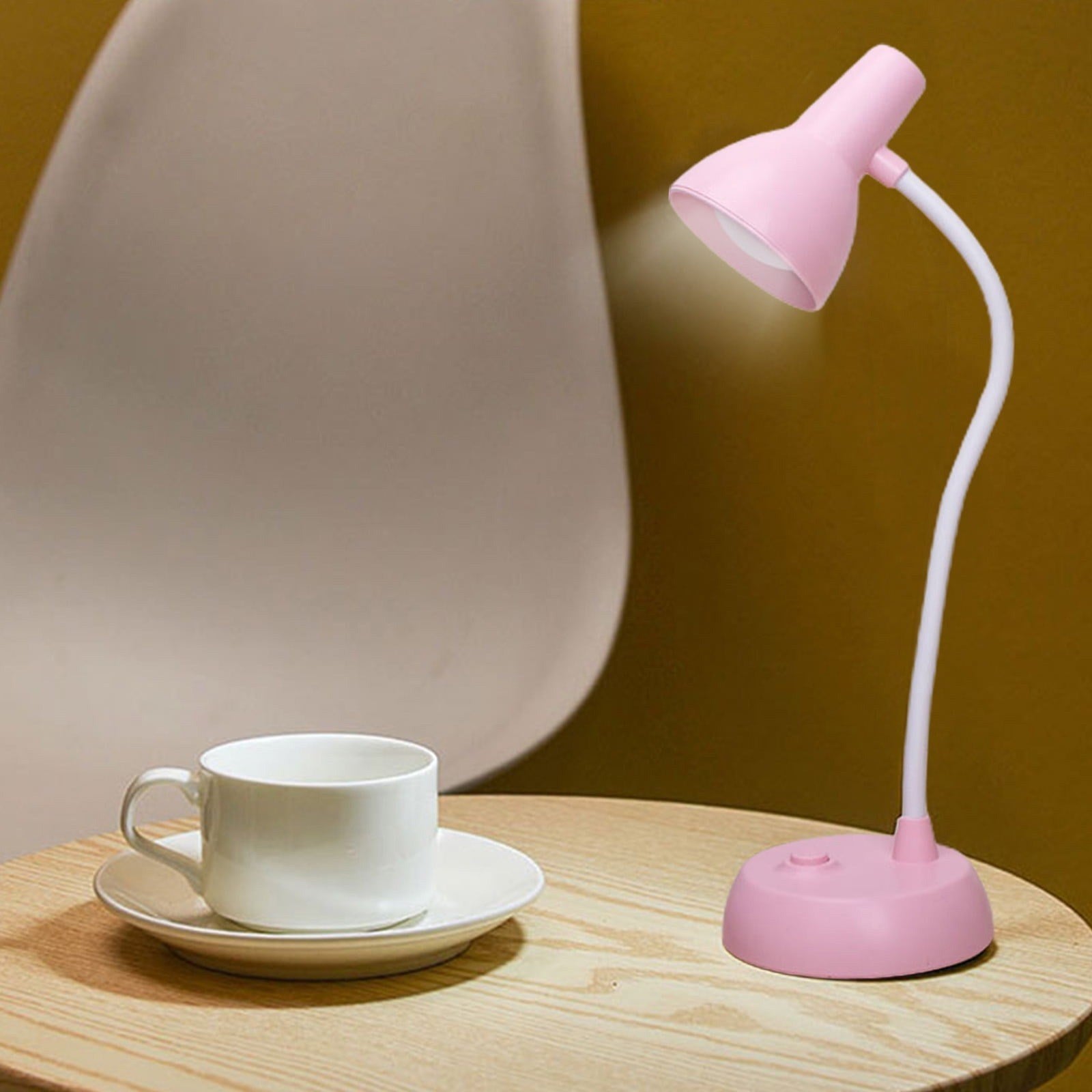 Cute Desk Lamp with USB Charging Port, Dimmable LED Reading Lamp, Flexible Gooseneck Auto Dimming Table Task Light, Bedside Reading Table Lamp, for Home Office Dorm Bedside White