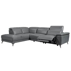 Valencia Pista Leather Reclining Sectional Lounge Left Chaise Grey