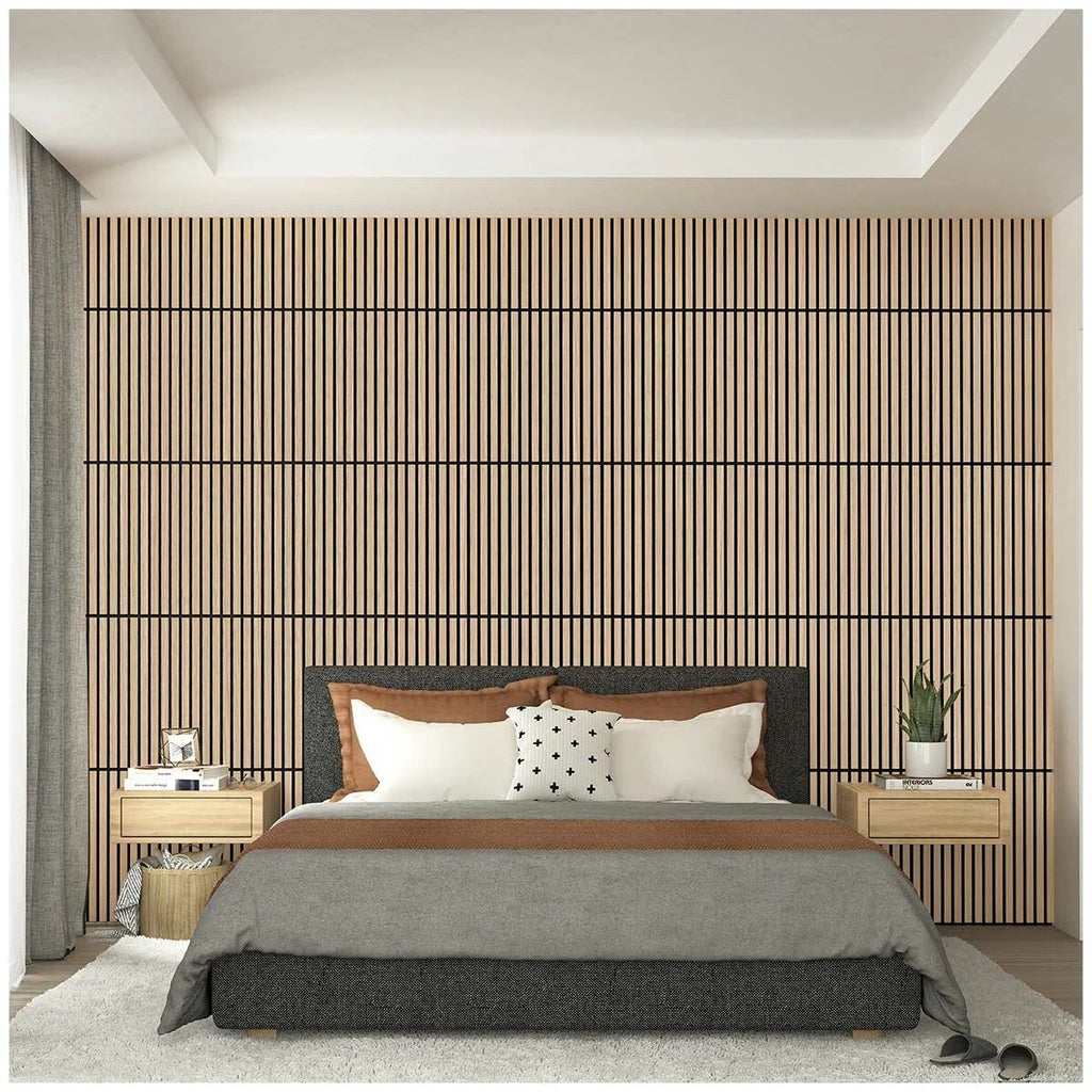Artika Sonolok Sound Absorbing Slatted Wall Panel Kit Oak And Black