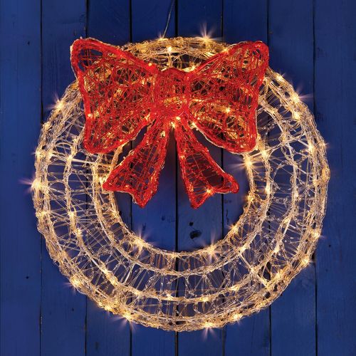 Lytworx 60cm Festive Decorative Twinkling Christmas Wreath/Warm White 160 LEDs