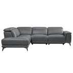 Valencia Pista Leather Reclining Sectional Lounge Left Chaise Grey