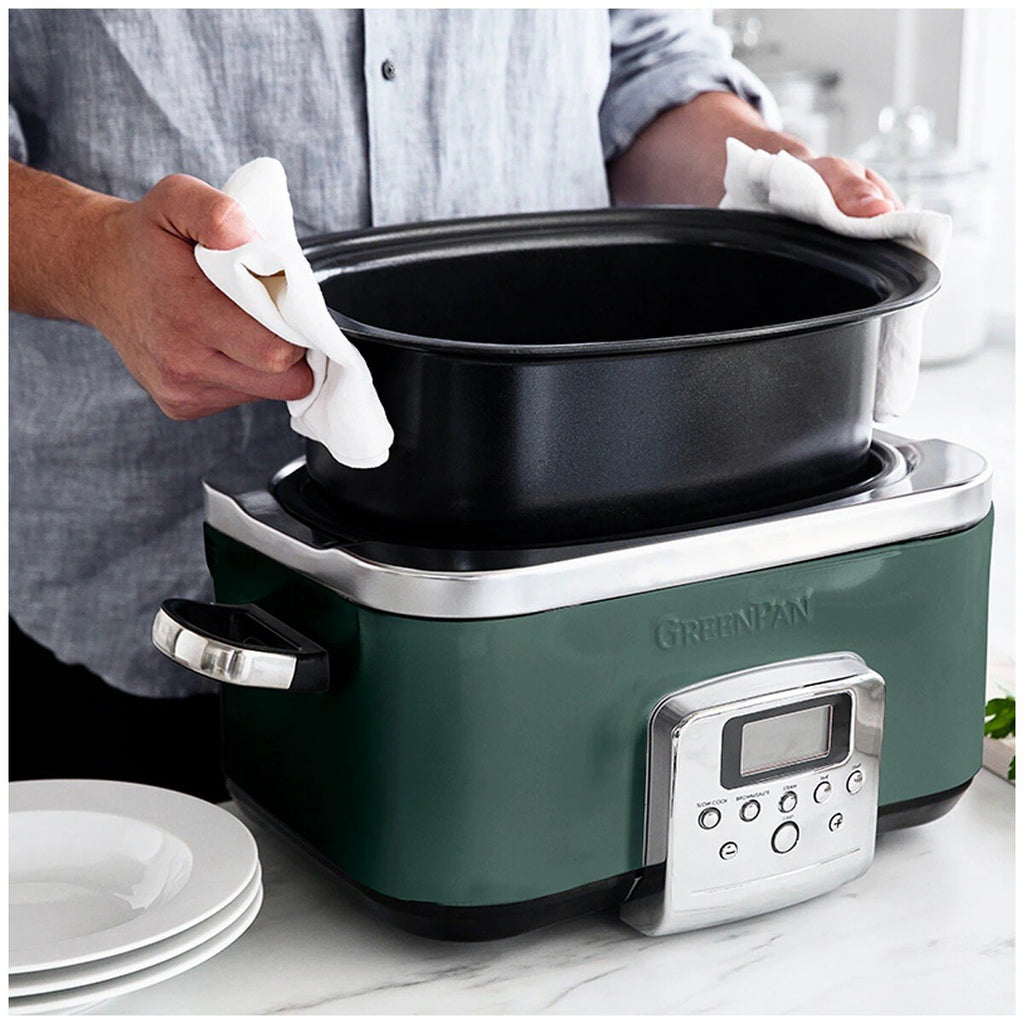 GreenPan 6L Slow Cooker CC009380-001 Pine Green