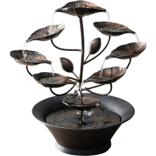 Water Fountain Indoor Table Top Lotus 31cm Bronze 9 Pour Point For Sound Effect