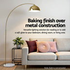 Artiss Modern Arched Floor Lamp Gold Brass Standing Heavy-Duty Marble Base for Living Room Bedroom