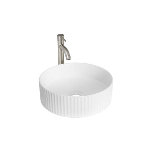 CIBO White Matte Fluted Round Basin