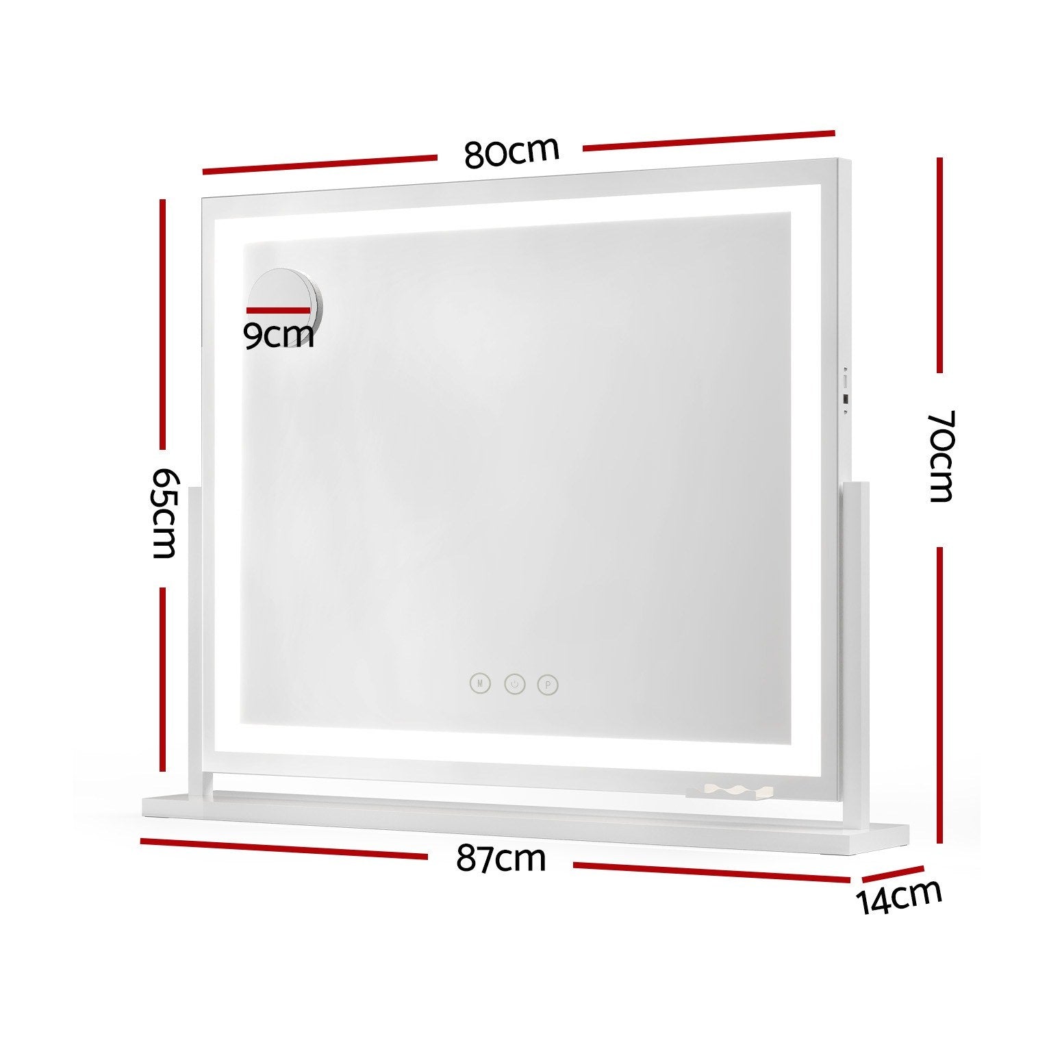 80x65cm Embellir Makeup Mirror Hollywood Vanity with LED Light White Frame