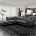 Valencia Pista Leather Reclining Sectional Lounge Left Chaise Grey