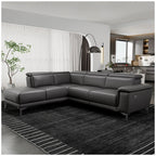 Valencia Pista Leather Reclining Sectional Lounge Left Chaise Grey