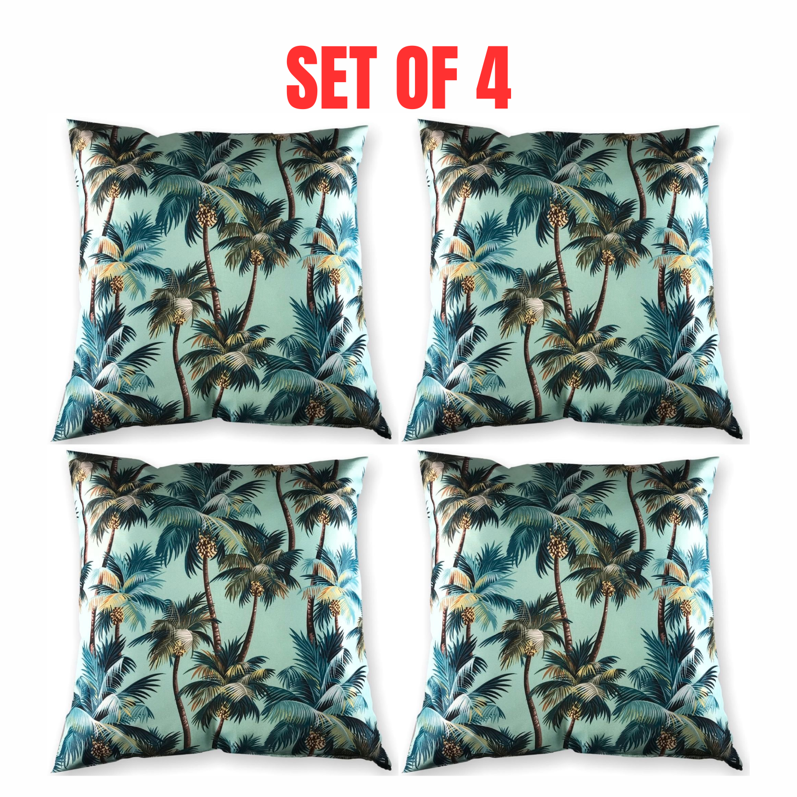 4 x Mojo Cushion Cover Throw Pillow Case 60x60cm L.A. Palm Blue Design