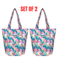 2 x Sachi Insulated Market Tote Folding Portable Shopping Carry Bag - Botanical