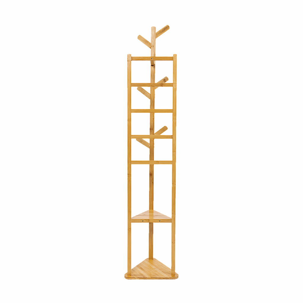 Clothes Stand Garment Coat Rack Shelf Wooden Tree Hanger Bag Hat Hook Holder