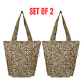 2x Sachi Insulated Market Tote Folding Portable Shopping Carry Bag Leopard Print