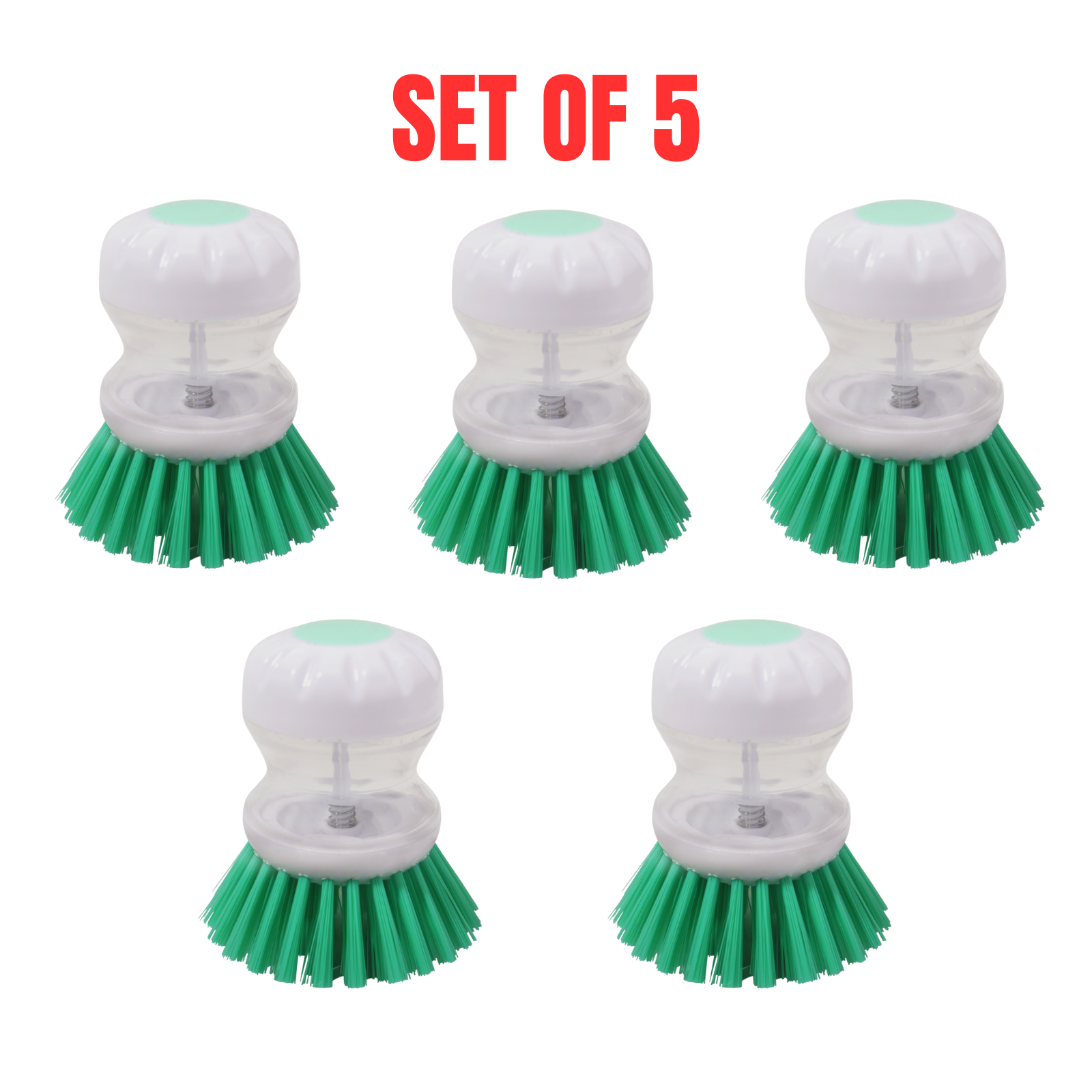 5 x Morgan Palm Dish Brush With Soap Dispenser