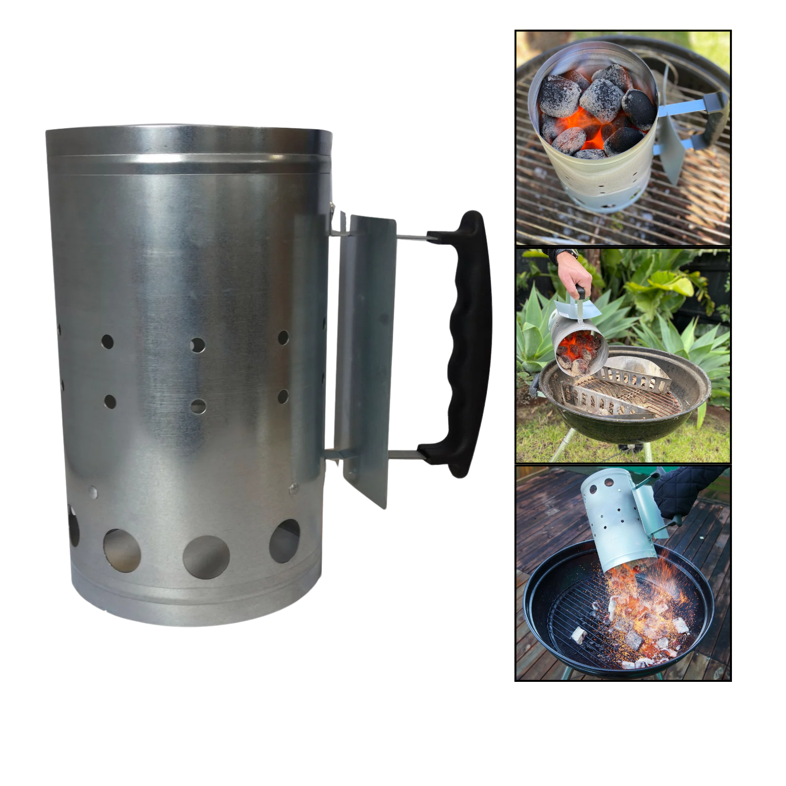 Jumbuck Charcoal Chimney Starter BBQ Grill Outdoor Bucket Barbecue Accessories