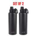 2 x Oasis 1.1L Stainless Steel Insulated Sports Bottle with Screw Cap - Black