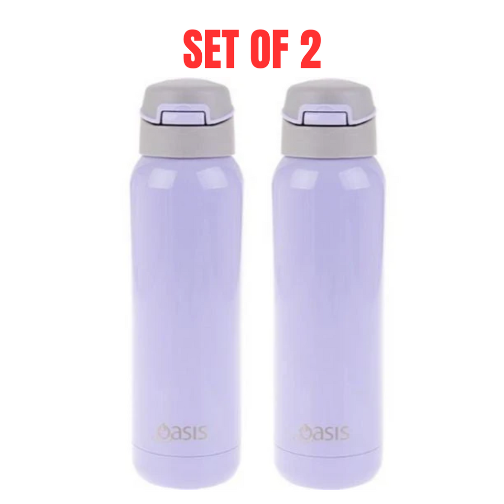2 X Oasis Insulated Sports Water Bottle Stainless Steel Flask With Straw 500ml - Lilac