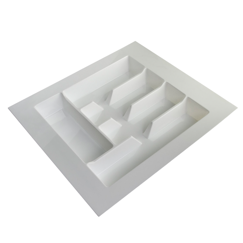 Kimberley Trim To Size Cutlery Insert Tray Drawer - Utensils Organizer - White