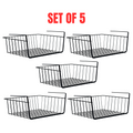 5x Wire Undershelf Storage Basket Under Shelves Hanging Baskets Organiser, Black