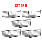 5x Wire Undershelf Storage Basket Under Shelves Hanging Baskets Organiser, Black