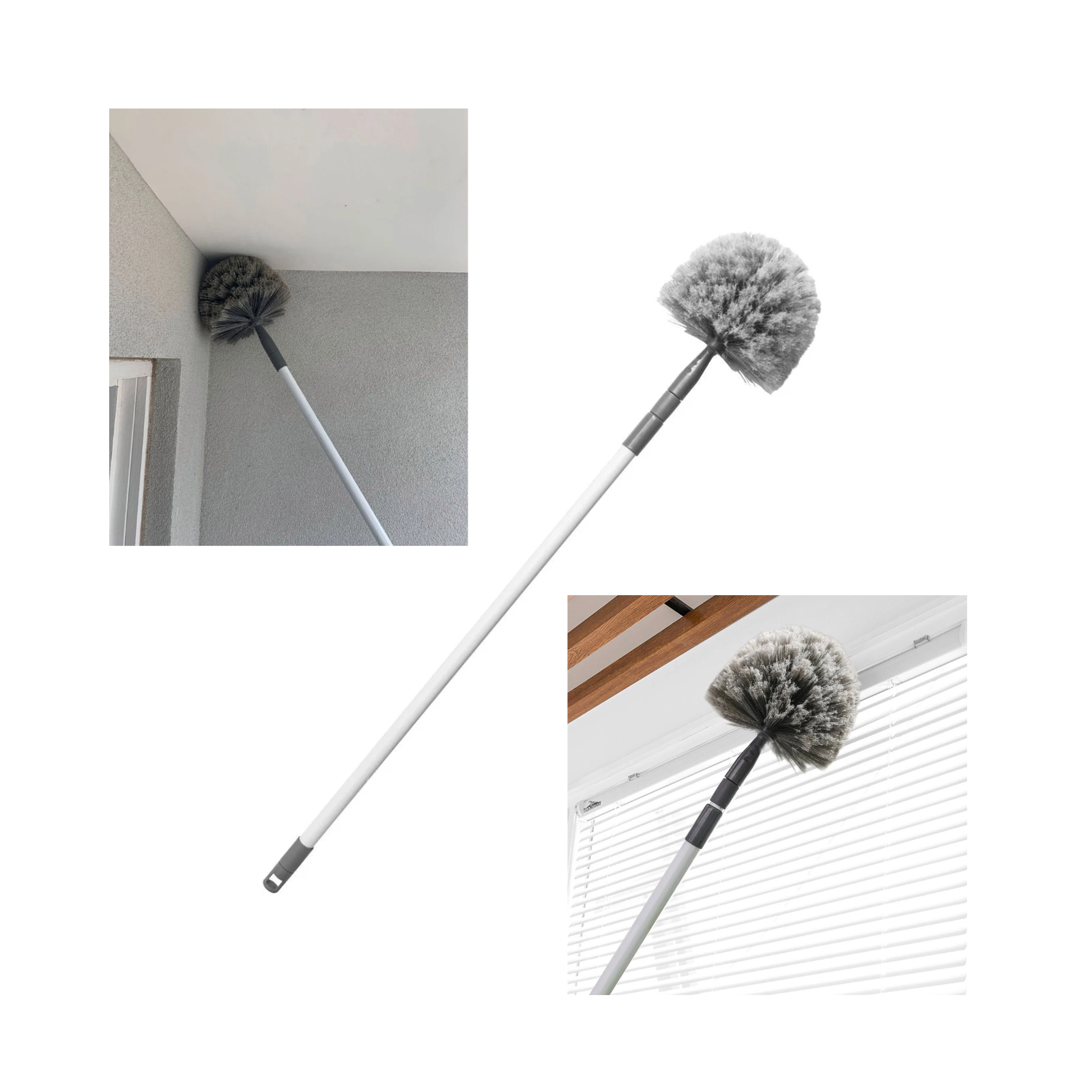 Morgan Cobweb Broom Extendable Telescopic Handle Lightweight Pole - Grey
