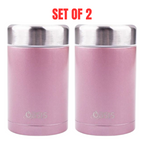 2 x Food Flask Vacuum Insulated Stainless Steel Soup Jar Container 450ml - Blush