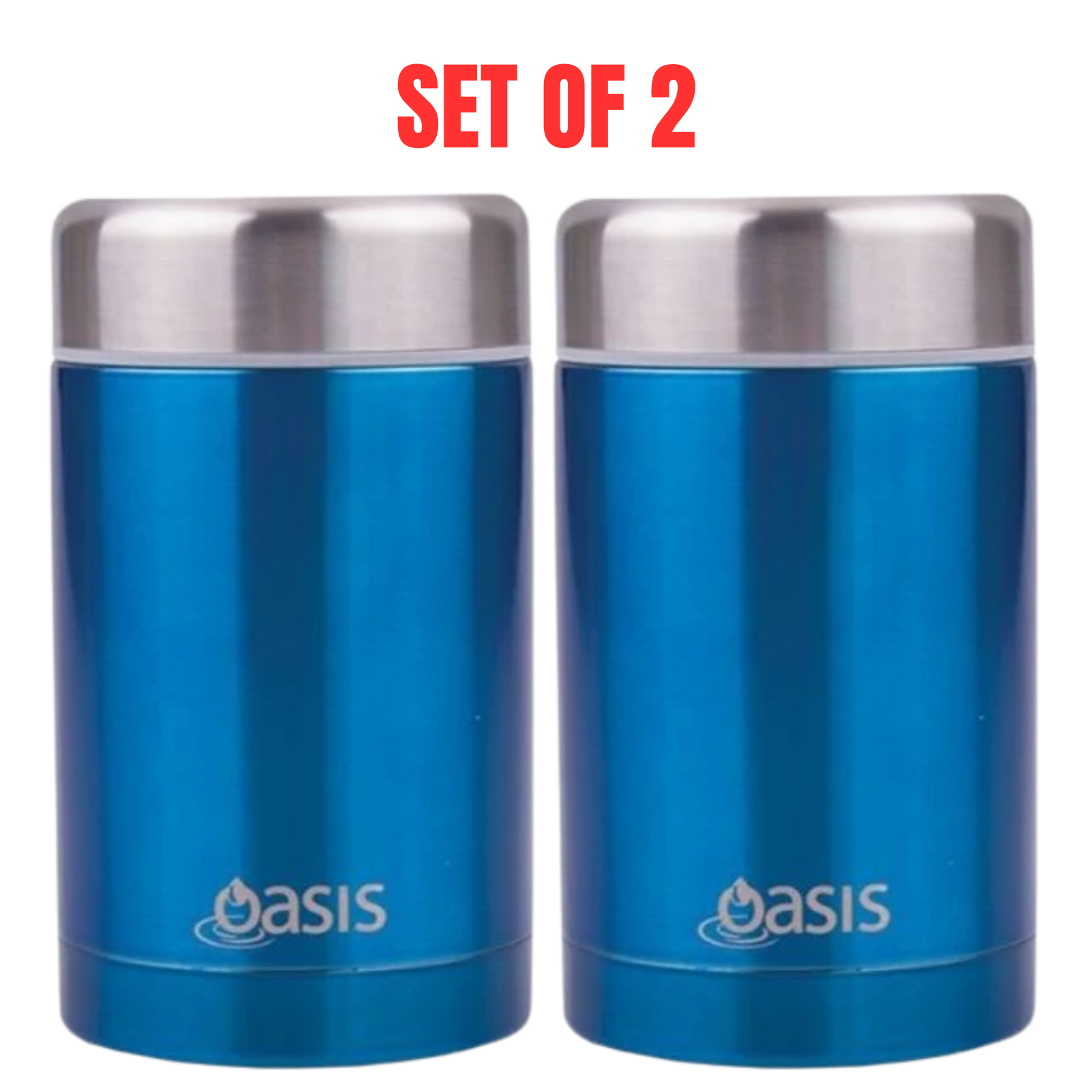 2 x Food Flask Vacuum Insulated Stainless Steel Soup Jar Container 450ml - Aqua