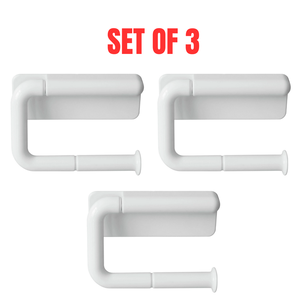 3x Estilo Toilet Paper Holder, Easy Stick Bathroom Tissue Roll Dispenser - White