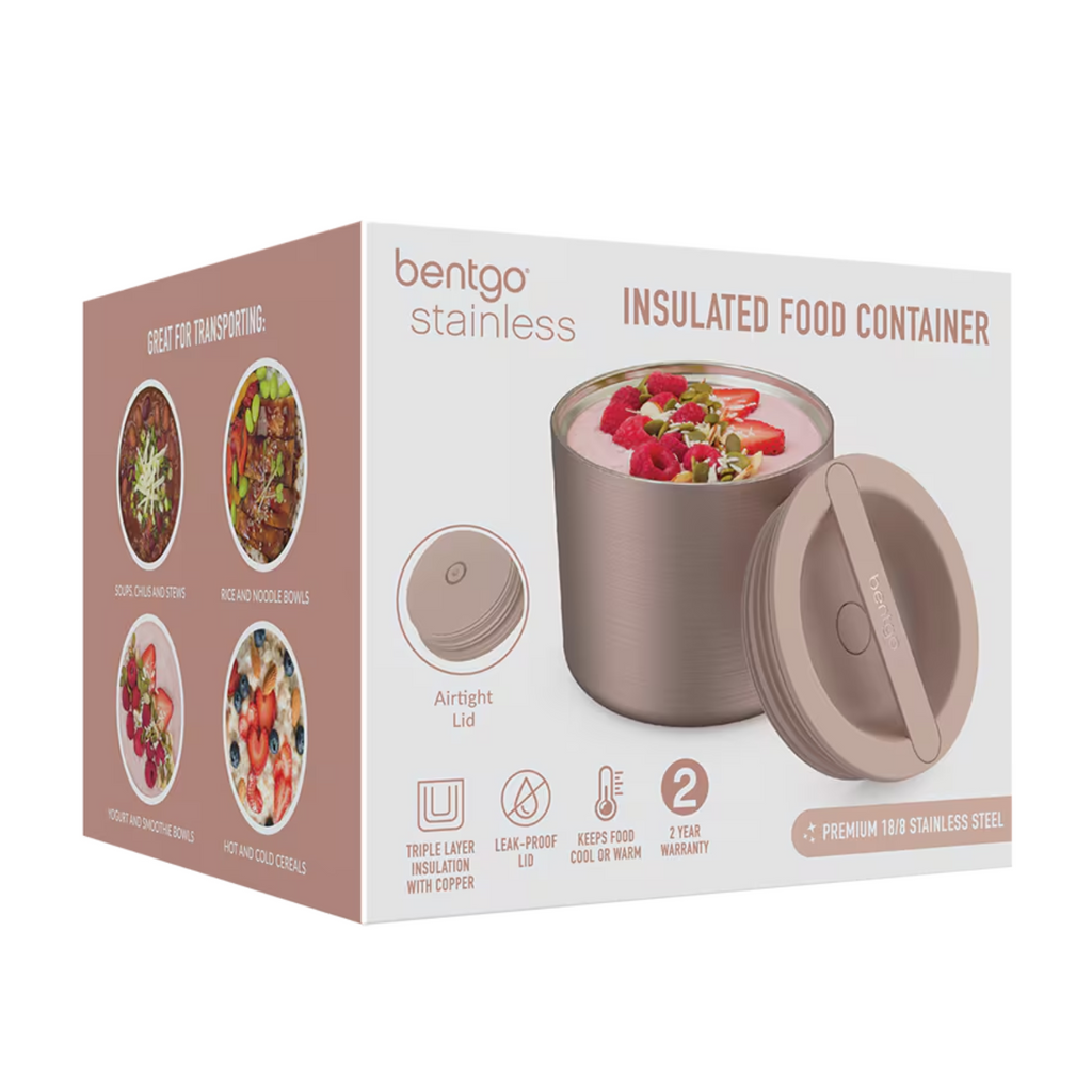 Bentgo Stainless Steel Vacuum Insulated Food Jar Container Flask 560ml Rose Gold