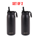 2x Oasis 780ml Stainless Steel Insulated Sports Bottle with Sipper Straw - Black