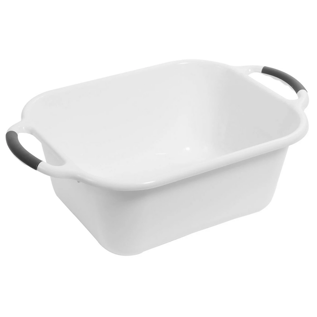 Ezy Storage Rectangular Basin Wash Tub with Handles 14L Washing Bucket - White