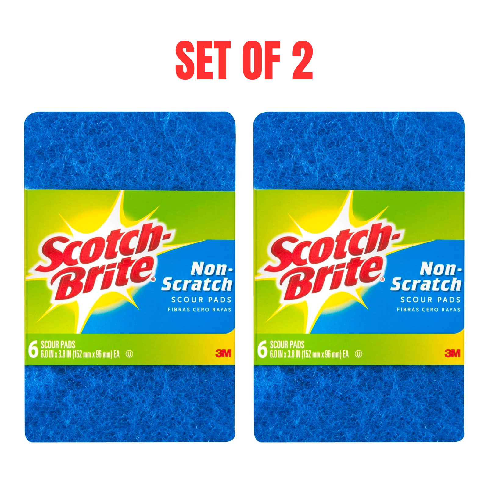 2 x Scotch-Brite Non-Scratch Heavy Duty Scourer Pads Household Scrubber - 6 Pack