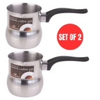 Turkish Coffee Pot Casa Barista Stainless Steel Milk Warmer Maker 650ml - 2 SETS