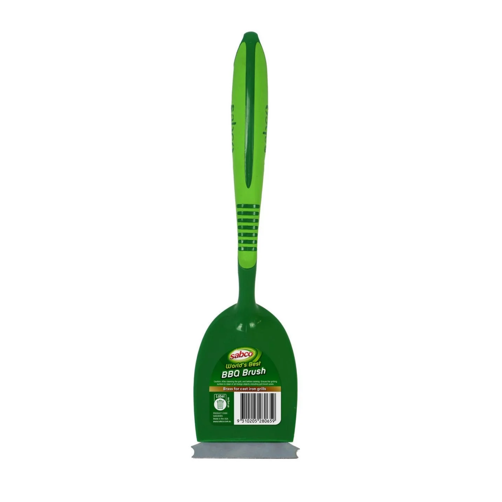 Sabco BBQ Grill Brush Steel Scraper Brass Fibers Rubber Handle with Hanger Hole