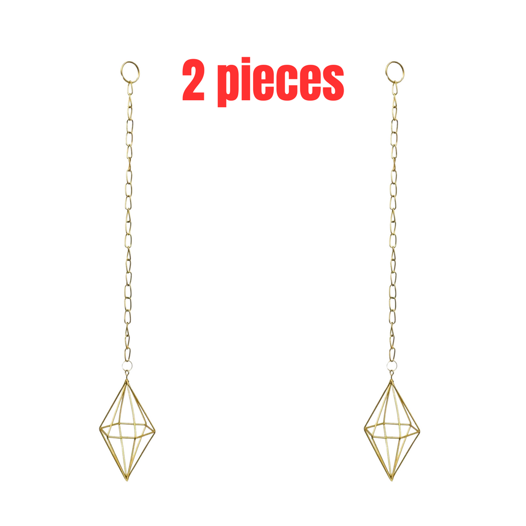2x Chain Hanging Air Planter Gold Diamond Plant Holder Hanger Flower Pot Display