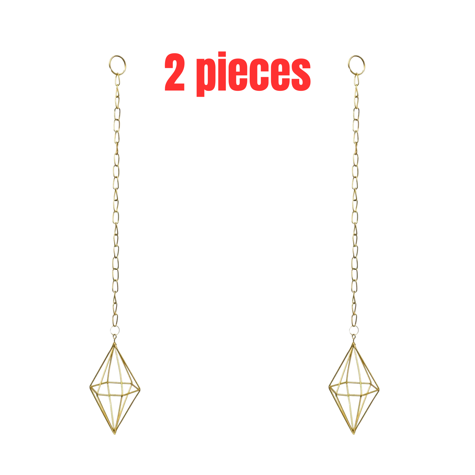 2x Chain Hanging Air Planter Gold Diamond Plant Holder Hanger Flower Pot Display