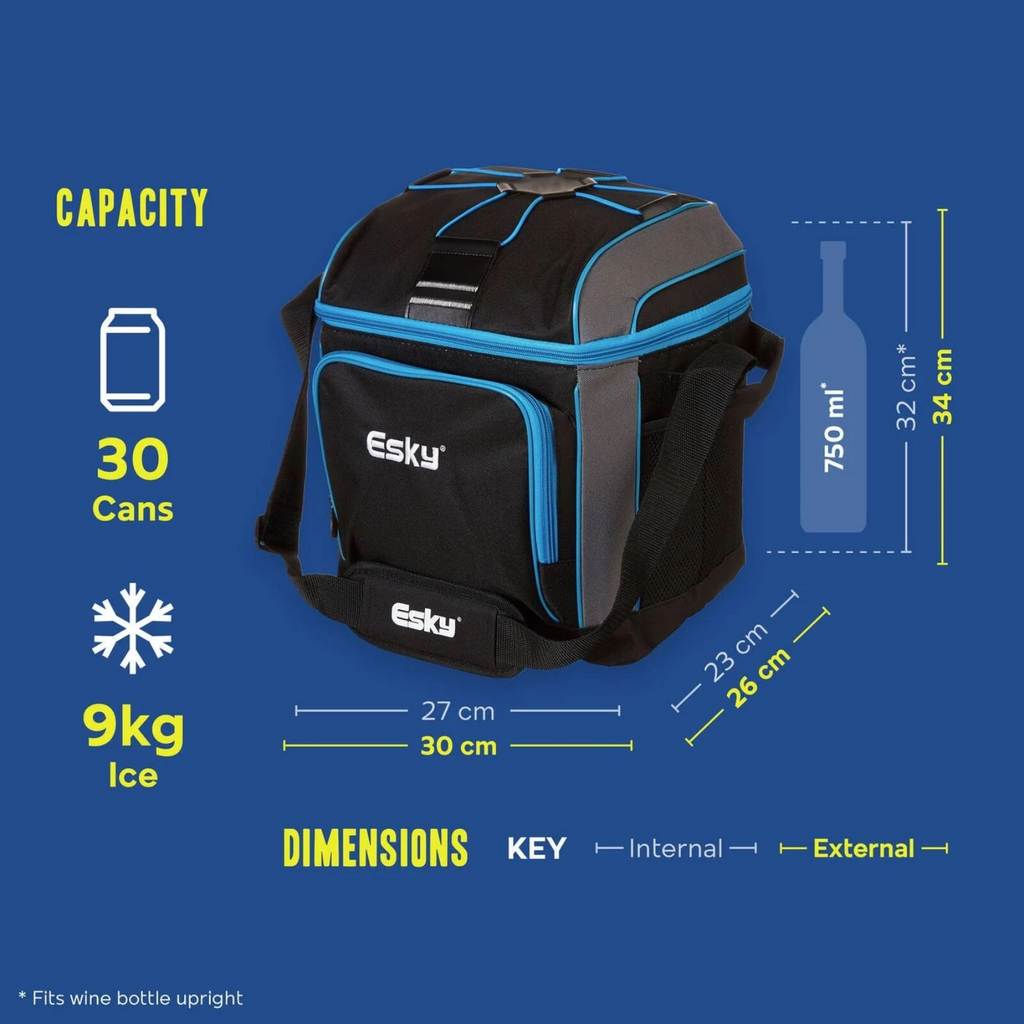 Esky 30 Cans Insulated Soft Cooler Bag Leak Proof with Adjustable Shoulder Strap