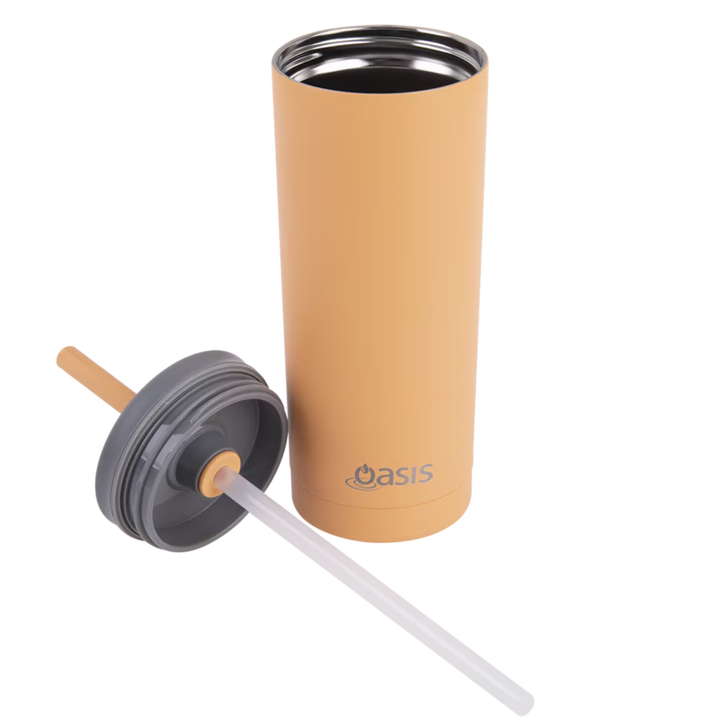 2x Oasis Super Sipper Insulated Tumbler w/ Silicone Head Straw 600ml - Rockmelon