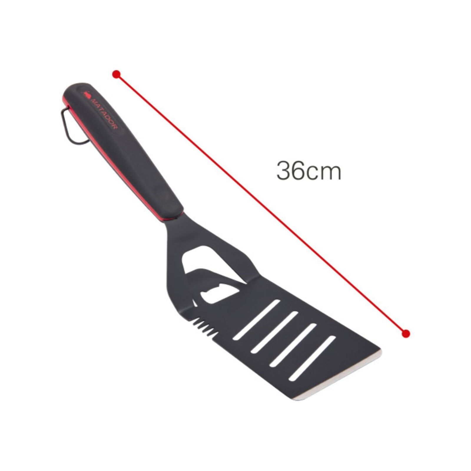 BBQ Stainless Steel Non-Stick Tool Matador Cooking Grilling Tongs Spatula, Black