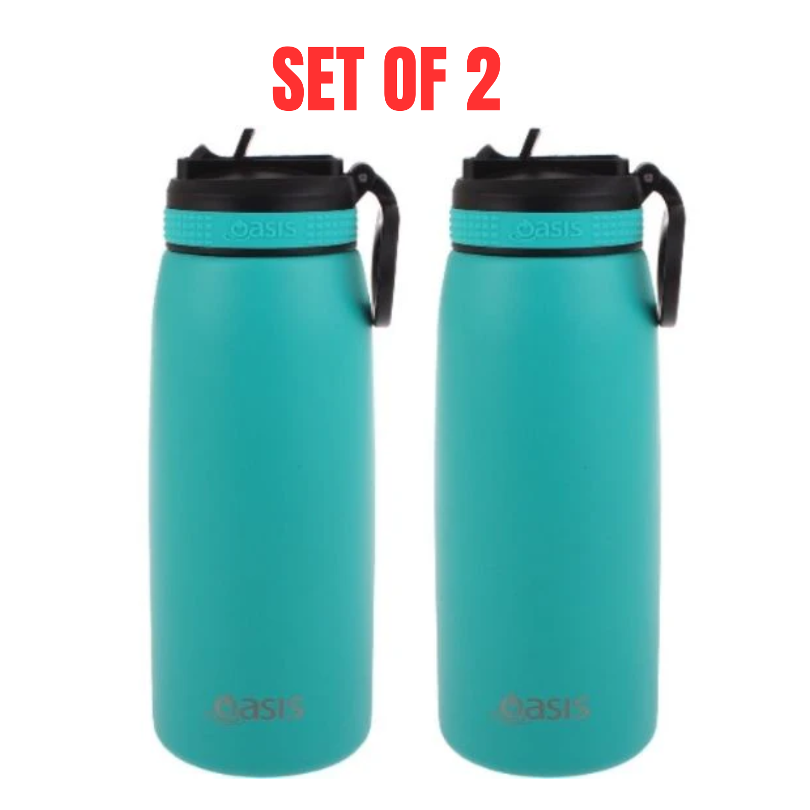 2x Oasis 780ml Stainless Steel Insulated Drink Bottle w/ Sipper Straw -Turquoise