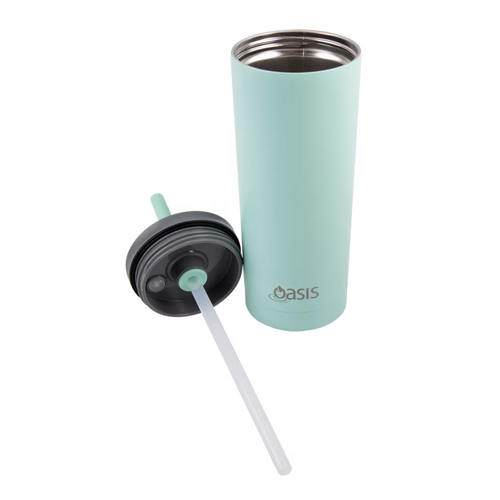 2x Oasis Super Sipper Insulated Tumbler w/ Silicone Head Straw 600ml Mug - Mint